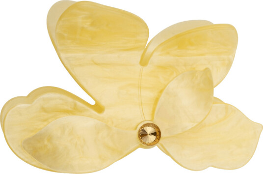 DARK Orchid Flower Hair Claw Pale Yellow