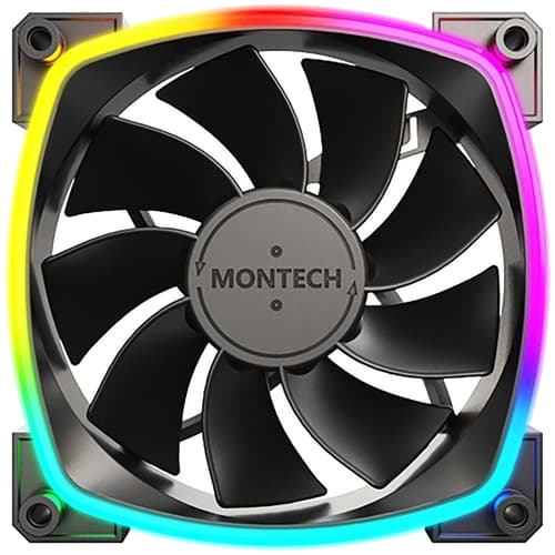 Montech RX120 120mm PWM RGB Kabinettvifte med Reverse Flow Svart