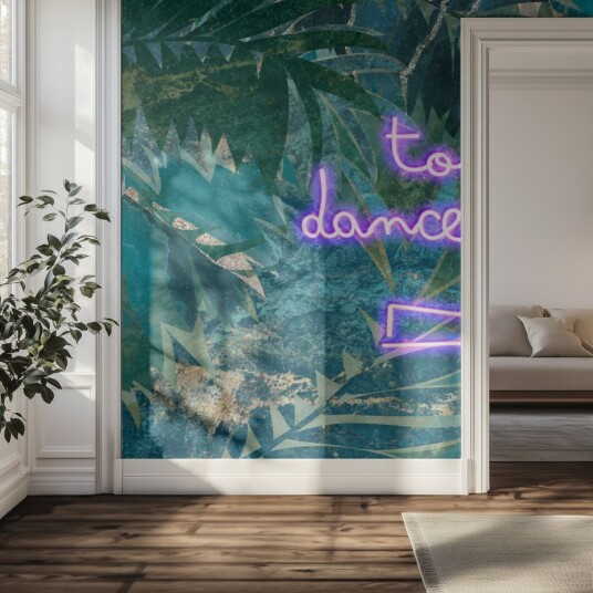 Tapet   Neon Jungelmønster