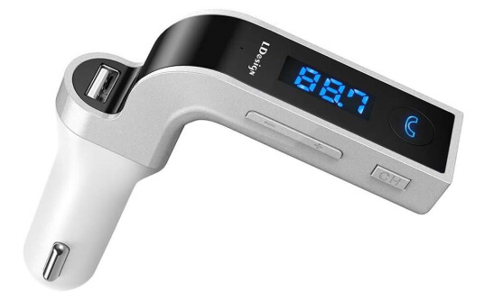 FM-sender Bluetooth-tilkobling 4-i-1, Sølv FM-sender Bluetooth-tilkobling 4-i-1, Sølv