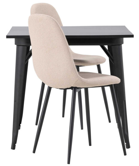 Venture Design Tempe & Polar spisegruppe Beige/svart 2 stoler & bord 80 x 80 cm