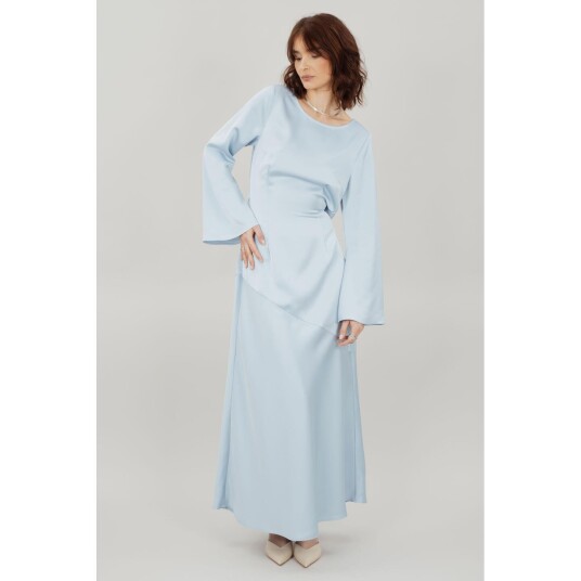 Sanne Dress Light Blue XL Satin dress with open back Sanne Dress Light Blue XL Satin dress with open back