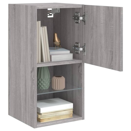 vidaXL TV-benker med LED-lys 2 stk grå sonoma 30,5x30x60 cm 8721012255821 vidaXL TV-benker med LED-lys 2 stk grå sonoma 30,5x30x60 cm 8721012255821