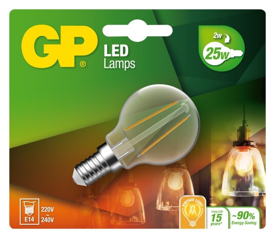 GP LED-lyspære LED FILAMENT MGLOBE LED-Lampa 2W E14 E14