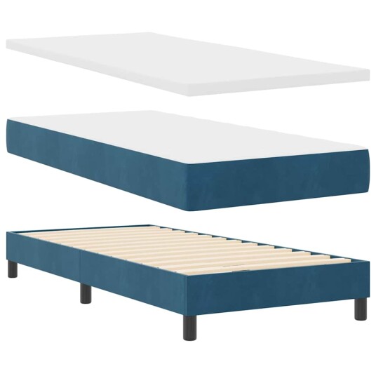 Box Spring Seng med Madrass Mørk Blå 90x200 cm Fløyel