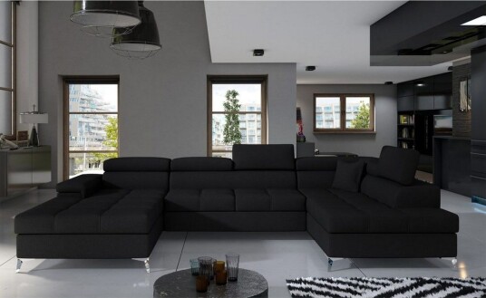 Seksjon Eltap Eduardo 337x205x88 cm Sawana 14 Svart Høyre