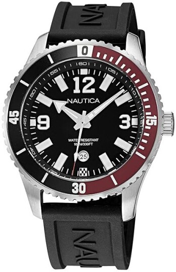 Nautica Herreklokke NAPPBS161 Pacific Beach Sort/Gummi Ø44 mm