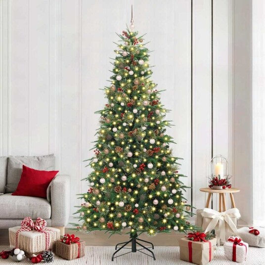  Kunstig sammensatt juletre med 300 LED grønn 240 cm PE og PVC