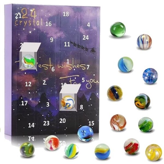 Adventskalender 2025   24 Dagers Naturstensboks Malmmineraler & Steinsamlingsett for Barn & Voksne