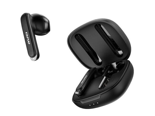 Awei T66 Tws Bluetooth Headphones With Microphone + Docking Station - Black