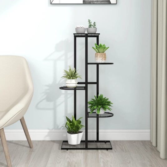 vidaXL Blomsterstativ med 5 etasjer 43x22x98 cm svart metall vidaXL Blomsterstativ med 5 etasjer 43x22x98 cm svart metall