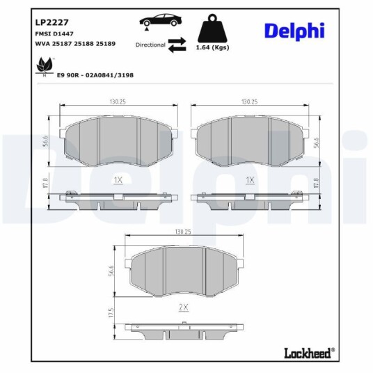 Bremseklosser DELPHI LP2227 Bremseklosser DELPHI LP2227