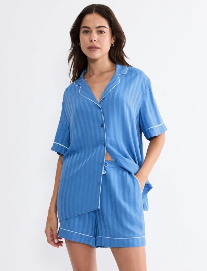Triumph Amourette Jacquard Boyfriend Shirt   Blue   36
