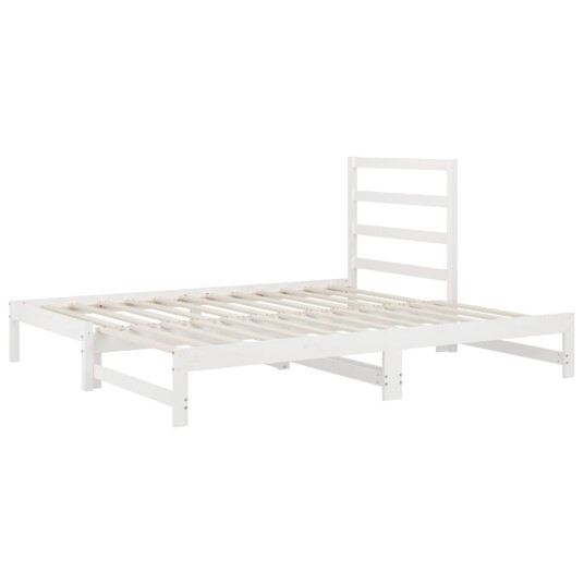 vidaXL Uttrekkbar dagseng hvit 2x(90x190) cm heltre furu