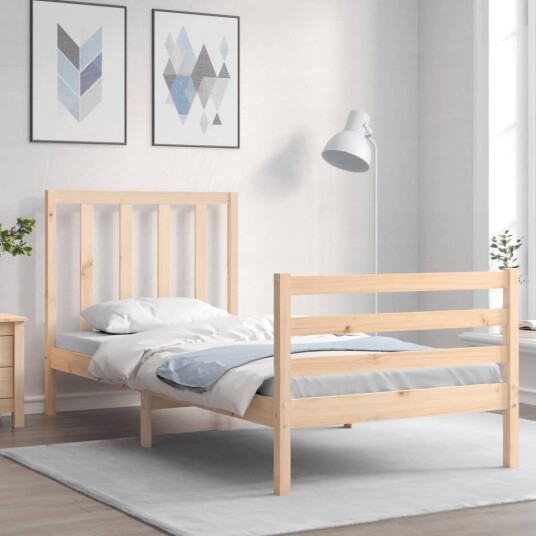 vidaXL Sengeramme med hodegavl 100x200 cm heltre
