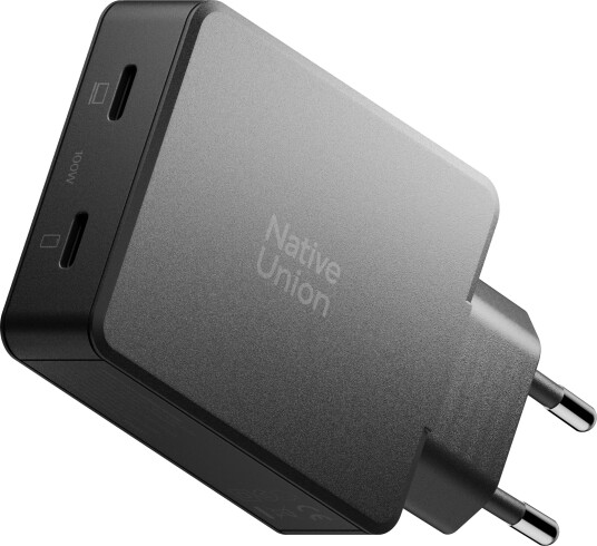 Native Union 100 W GaN Vegglader med 2 Porter Svart