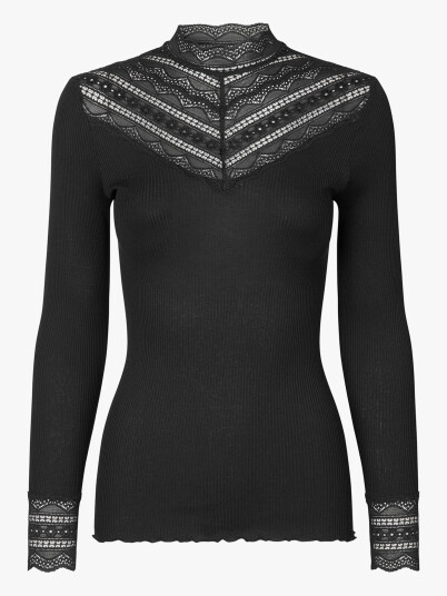 Rosemunde Benita Silk T-shirt w/lace Sort XS