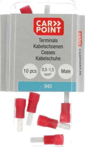 Carpoint Kabelsko Flat Han 2,8 × 0,8 mm, 0,5-1,5 mm², Rød, 10-Pk