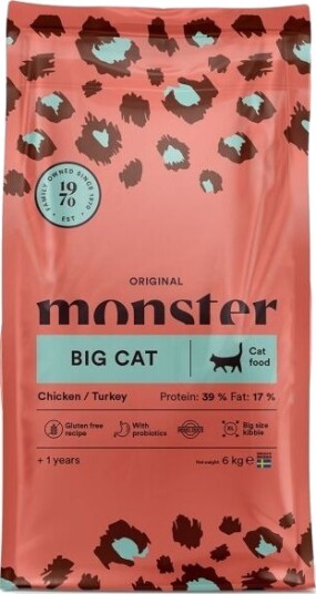 Monster Cat Original Big Cat Kylling og Kalkun Tørrfôr 6 kg