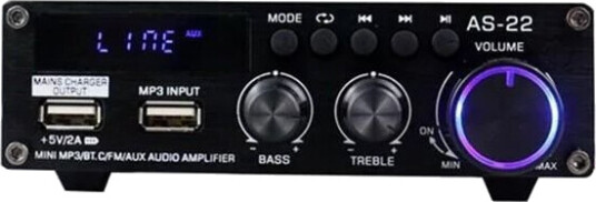BlitzWolf AS-22 audio amplifier 45W Bluetooth 5.0 USB + remote control (black) BlitzWolf AS-22 audio amplifier 45W Bluetooth 5.0 USB + remote control (black)