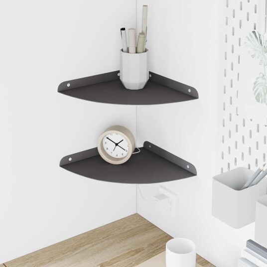 vidaXL Hjørne Flytende Hylle med hylle 2 pcs Svart 24 x 24 x 2 cm