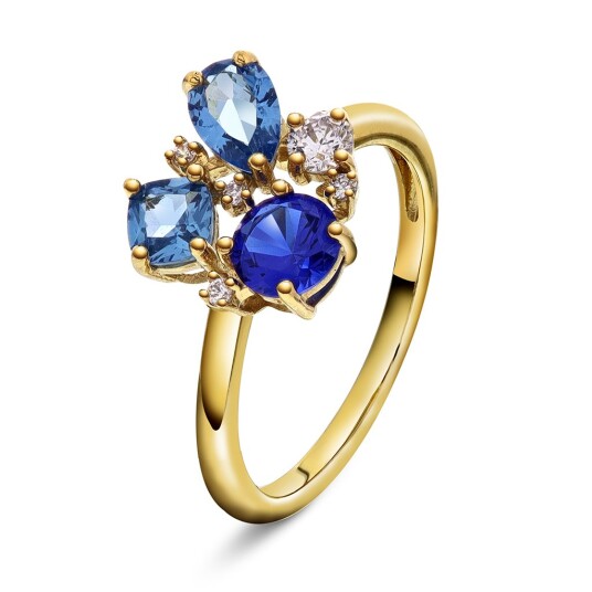 GLAM ring med blåtoner størrelse 58
