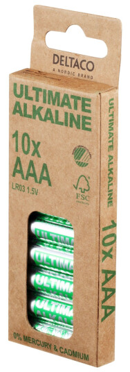 Deltaco Ultimate Alkaline Batterier - 10-pakning AAA Deltaco Ultimate Alkaline Batterier - 10-pakning AAA