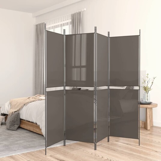 vidaXL Romdeler med 5 paneler antrasitt 250x200 cm stoff