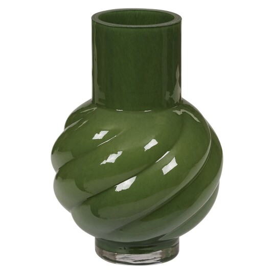 Vase i glass 21cm Spiral Mørkegrønn Grønn
