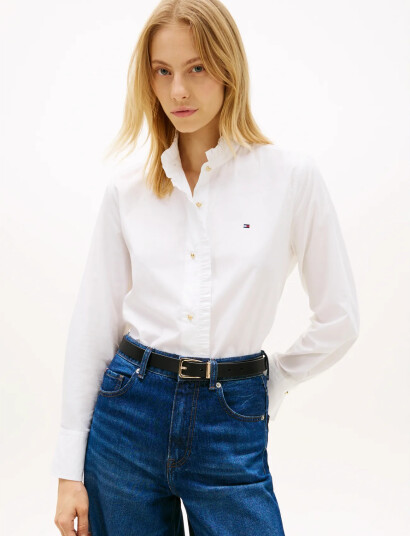 Tommy Hilfiger Poplin Ruffle Collar Ls Shirt White 34 Tommy Hilfiger Poplin Ruffle Collar Ls Shirt White 34