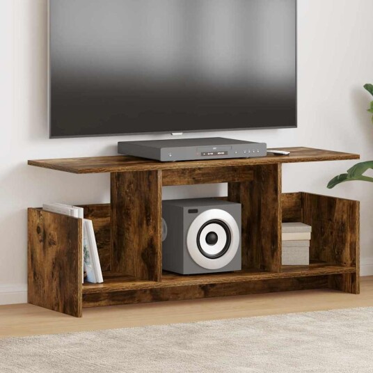TV benk Røkt eik 102 x 35 x 45 cm Konstruert tre TV benk Røkt eik 102 x 35 x 45 cm Konstruert tre