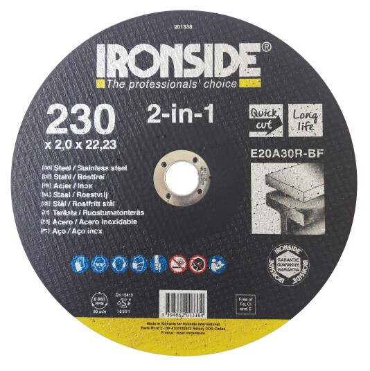Ironside 201338 Kappeskive 230 mm F41 E20A 2in1 230 x 2,0 x 22 mm Maskintilbehør & forbruk