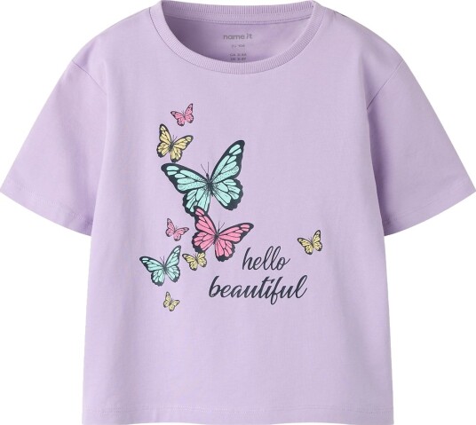Name It T-skjorte - NmfPfrejane - Lavendel - Name It - 3 år (98) - T-skjorte Gul Lilla Rosa Turkis