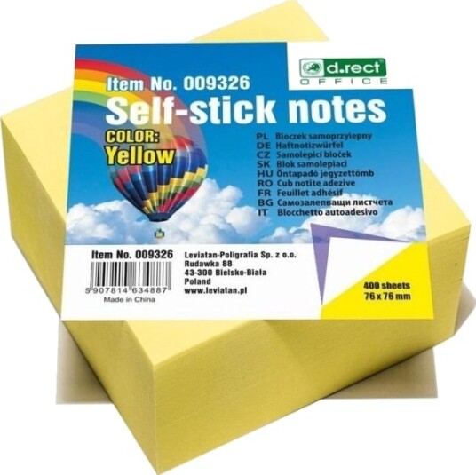 D.Rect Selvklebende Notatlapper 76X76 Mm Gul 340112 D.Rect Selvklebende Notatlapper 76X76 Mm Gul 340112