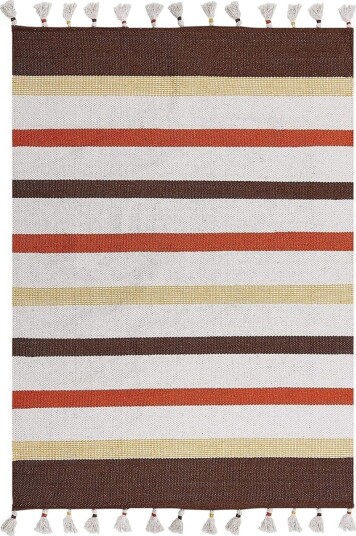 Flatvevd Hisarli - Brun, gul, oransje, beige, 160x230 cm