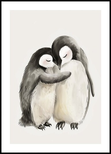Hugging Baby Penguins Plakat Plakat / 50x70cm