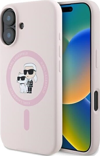 Karl Lagerfeld MagSafe iPhone 16 Etui med Choupette Motiv | Rosa Silikon