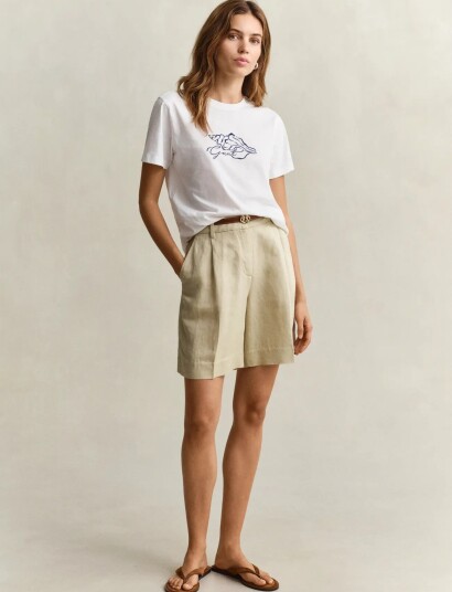 GANT Tailored Linen Blend Shorts Beige 34