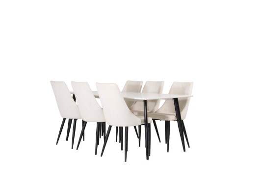 Venture Design Polar & Leone spisegruppe Hvit/beige 6 st stoler & bord 180 x 90 cm