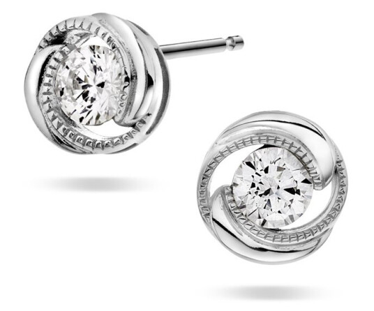 Pan Jewelry, Øredobber i 925 sølv med hvit zirkonia Pan Jewelry, Øredobber i 925 sølv med hvit zirkonia