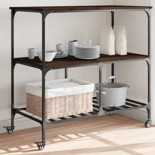 Kjøkkentralle brun eik 100x50x95 cm konstruert tre 842310