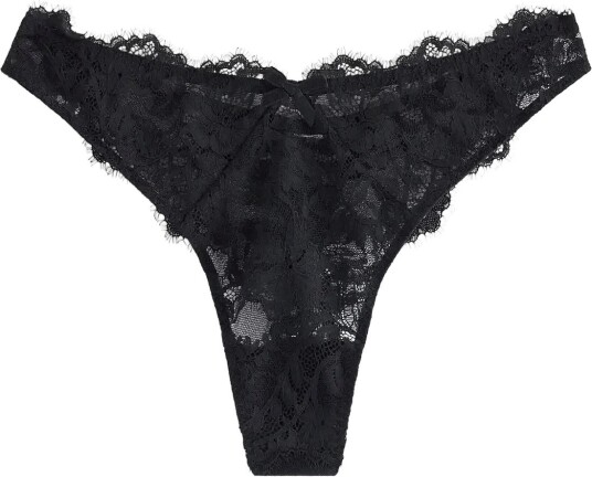 Lindex Thong In Lace   BLACK   S
