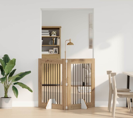 Vidaxl Foldbar Hundegitter Med Stativer 2 Stk. Artisan Eik 160.5 cm