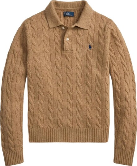 Polo By Ralph Lauren SWEATER PULLOVER I ULL KASJMIR BEIGE KHAKI Brun S