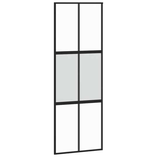 vidaXL Skyvedør med monteringssett svart 76x205 cm herdet glass