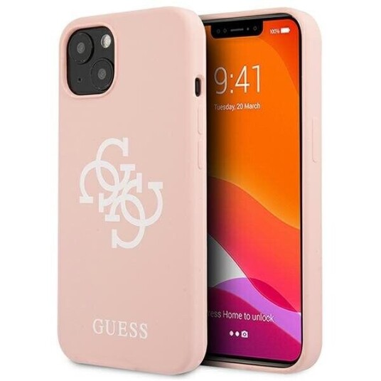 Guess Guhcp13sls4gwpi Iphone 13 Mini 5,4" Rosa/Rosa Hardt Deksel, Silikon 4G-Logo