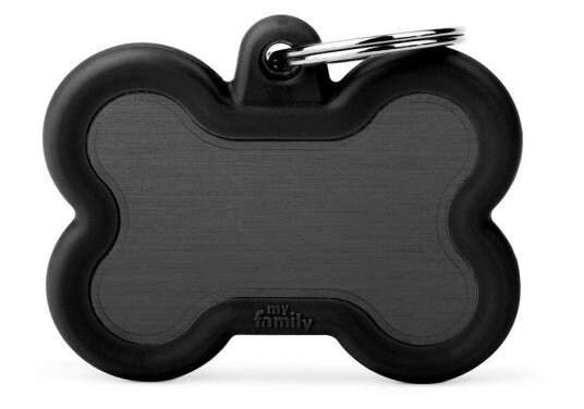 Myfamily Hushtag Collection Id Tag-Aluminium Med Plast Kant Sort