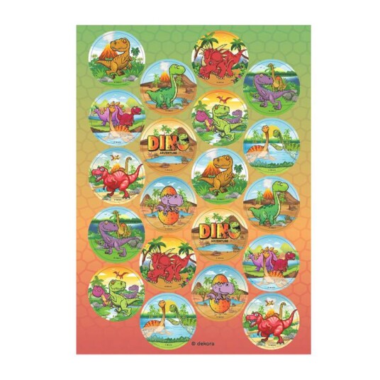 Spiselige Mini Cupcakesdekorasjoner Wafer Dinosaur Pk/20 