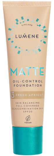 Lumene Matte Oljekontroll Foundation SPF20 30 ml - 3 Fresh Apricot Vegansk