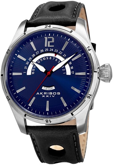 Akribos XXIV Herreklokke AK850BU Multi Function Blå/Lær Ø46 mm